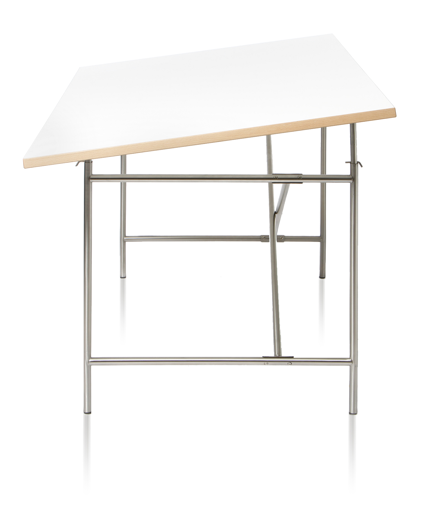Design classic table E2 - also known as Eiermann-table, work table version, with height adjusters, tilting table top